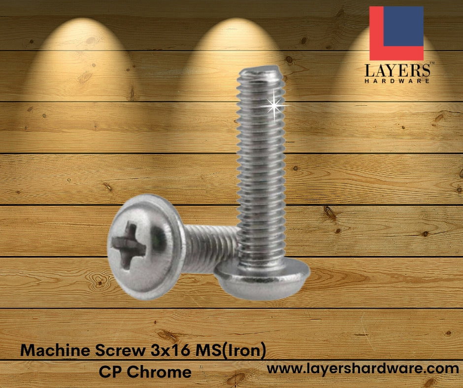 Layers Hardware™ Machine Screw 3x16 MS(Iron) CP Chrome