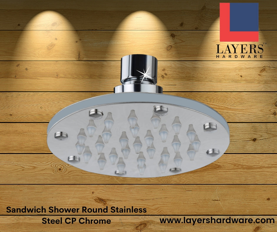 Layers Hardware™ Sandwich Shower Round Stainless Steel CP Chrome