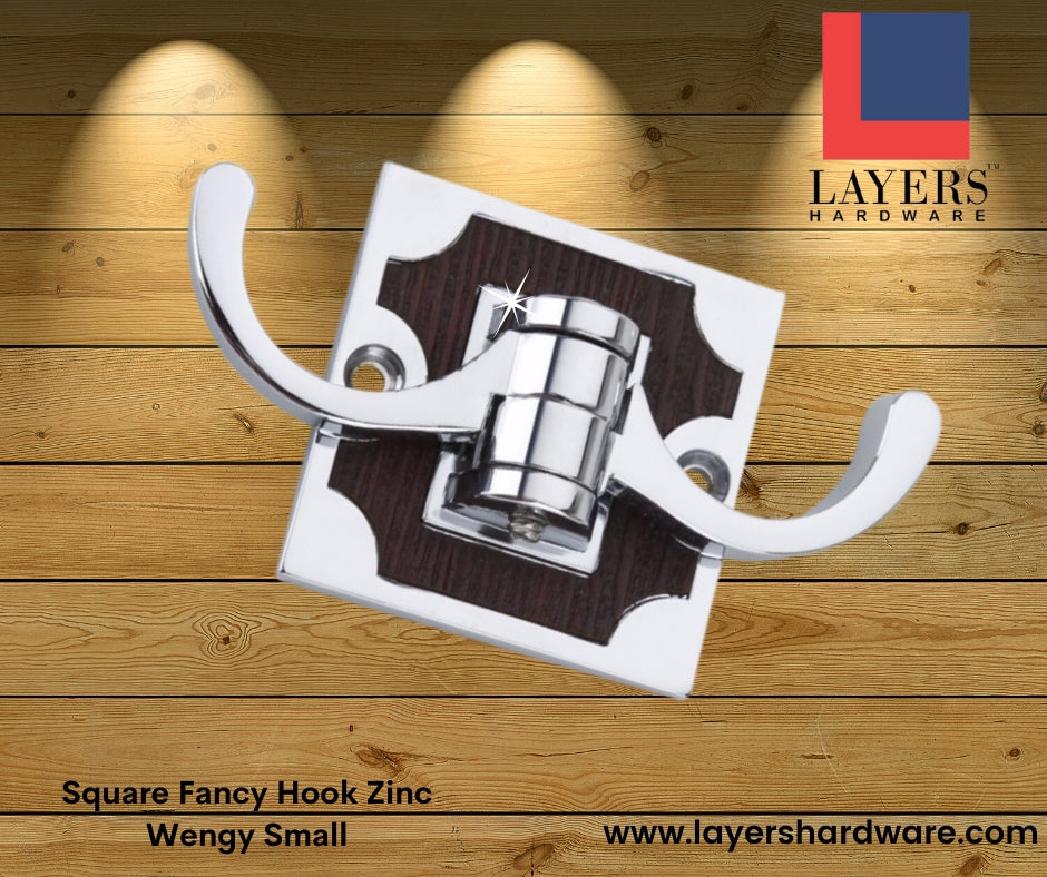 Layers Hardware™ Square Fancy Hook Zinc Wengy Small