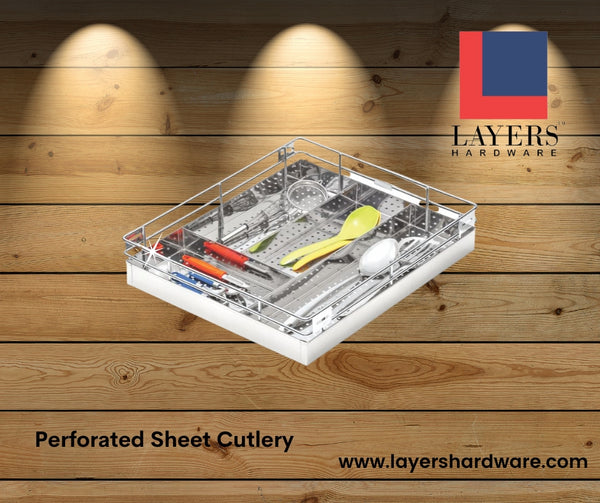 Layers Hardware® Perforated Sheet Cutlery Basket Stainless Steel