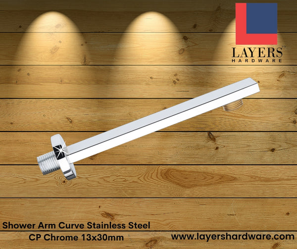 Layers Hardware™ Shower Arm Curve Stainless Steel CP Chrome 13x30mm