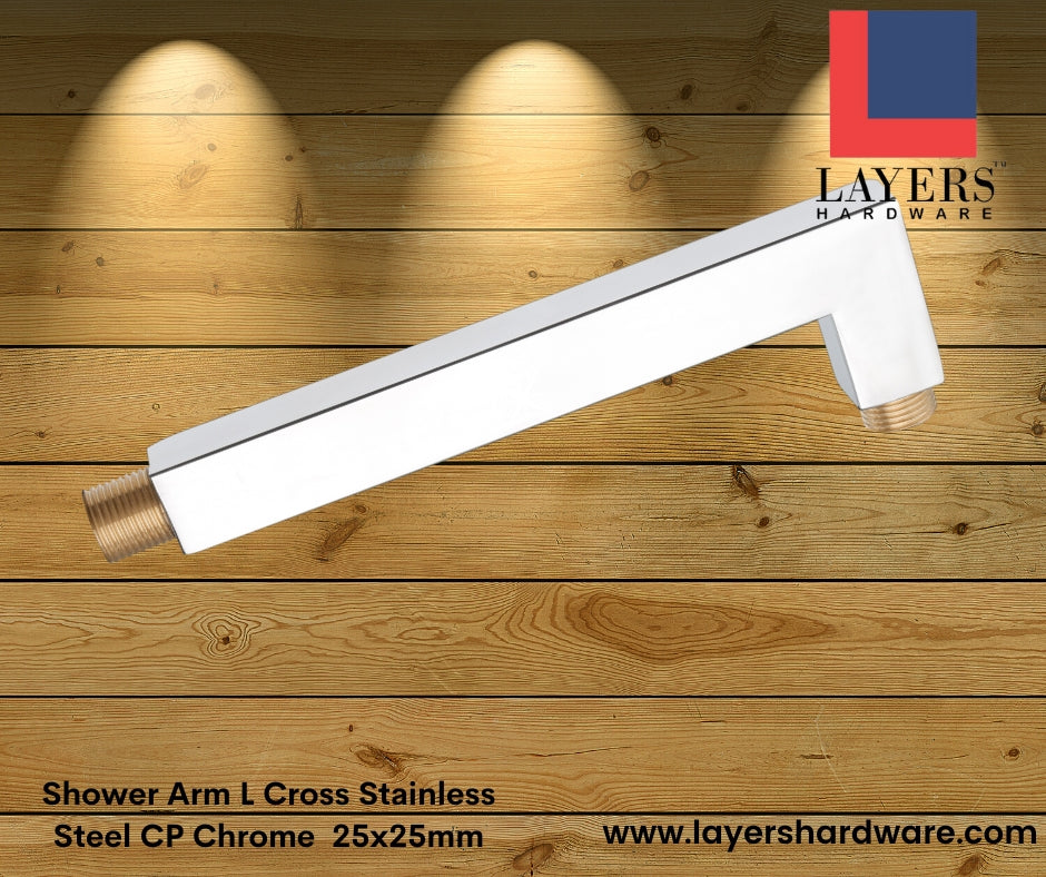 Layers Hardware™ Shower Arm L Cross Stainless Steel CP Chrome 25x25mm