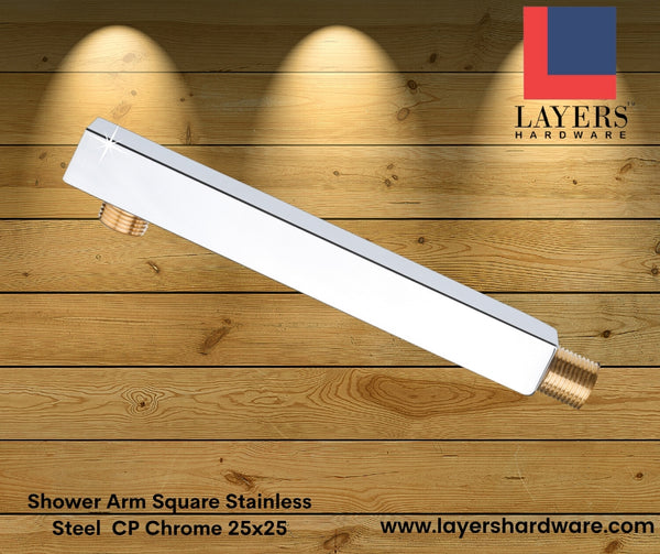 Layers Hardware™ Shower Arm Square Stainless Steel CP Chrome 25x25