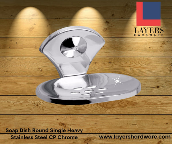 Layers Hardware™ Soap Dish Round Single Heavy Stainless Steel CP Chrome