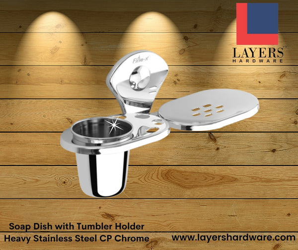 Layers Hardware™ Soap Dish with Tumbler Holder Heavy Stainless Steel CP Chrome