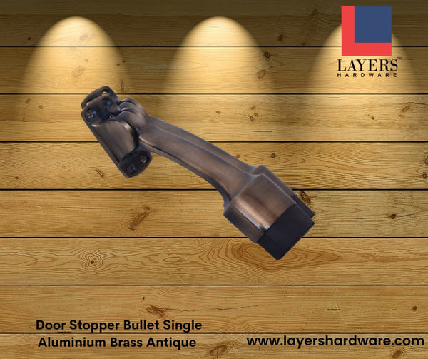 Layers Hardware™ Door Stopper Bullet Single Aluminium Brass Antique
