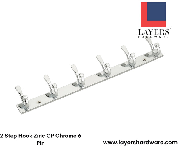 Layers Hardware™ 2 Step Hook Zinc CP Chrome 6 Pin