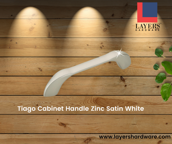 Layers Hardware™ Tiago Cabinet Handle Zinc Satin White (Back Screw)