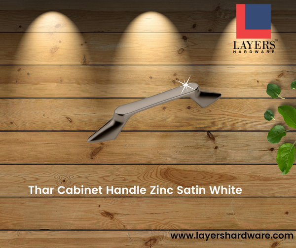 Layers Hardware™ Thar Cabinet Handle Zinc Satin White (Back Screw)