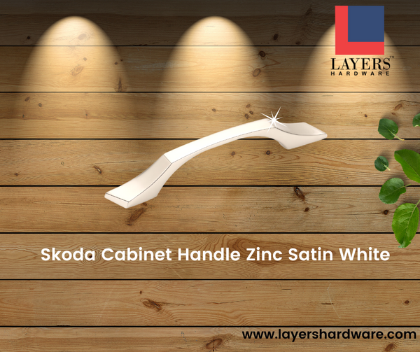 Layers Hardware™ Skoda Cabinet Handle Zinc Satin White (Back Screw)
