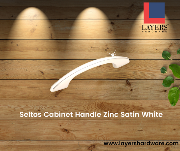Layers Hardware™ Seltos Cabinet Handle Zinc Satin White (Back Screw)