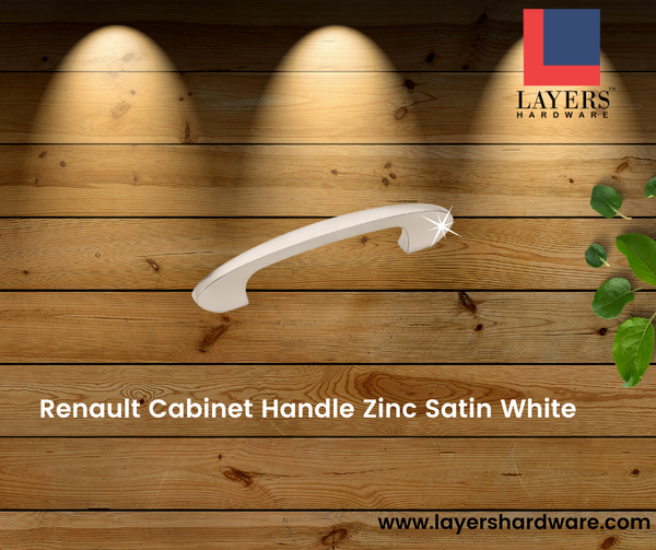 Layers Hardware™ Renault Cabinet Handle Zinc Satin White (Back Screw)