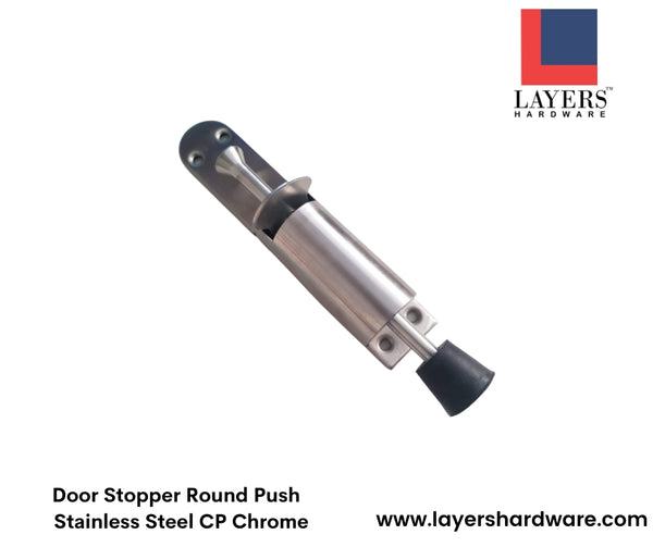 Layers Hardware™ Door Stopper Round Push Single Stainless Steel CP Chrome