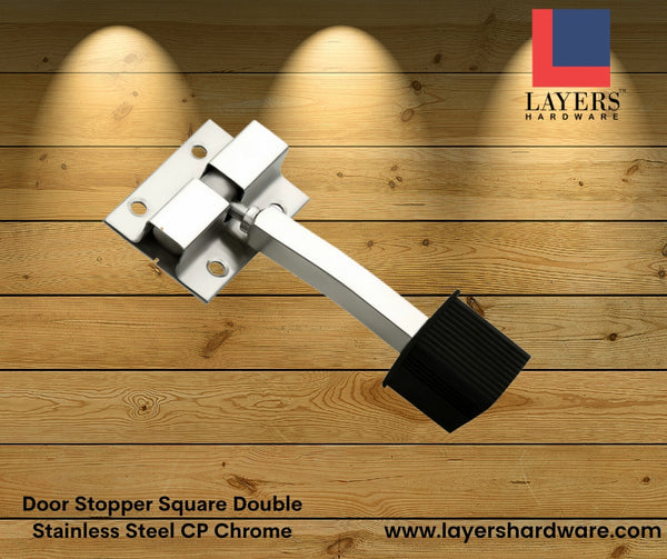 Layers Hardware™ Door Stopper Square Single Stainless Steel CP Chrome