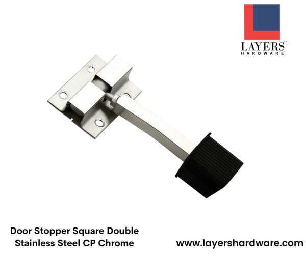 Layers Hardware™ Door Stopper Square Single Stainless Steel CP Chrome