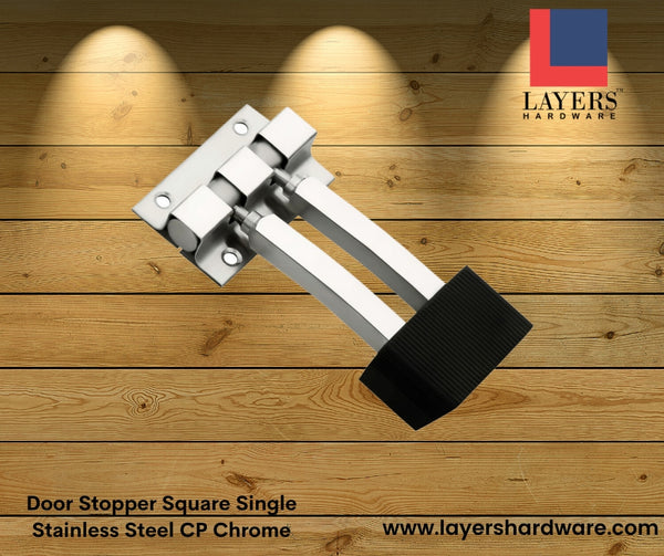 Layers Hardware™ Door Stopper Square Double Stainless Steel CP Chrome