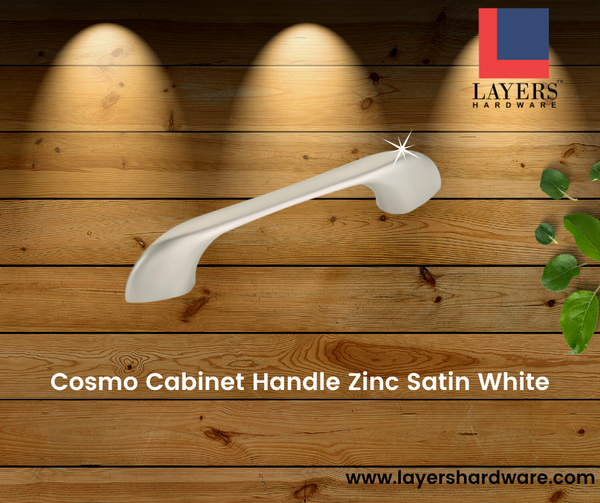 Layers Hardware™ Cosmo Cabinet Handle Zinc Satin White (Back Screw)