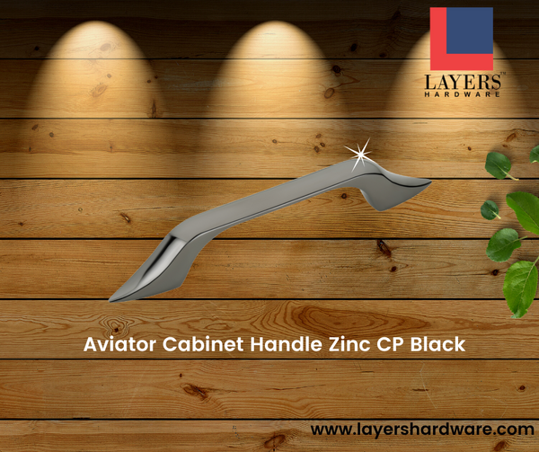 Layers Hardware™ Aviator Cabinet Handle Zinc CP Black (Back Screw)