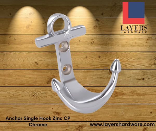 Layers Hardware™ Anchor Single Hook Zinc CP Chrome