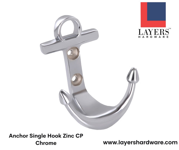 Layers Hardware™ Anchor Single Hook Zinc CP Chrome