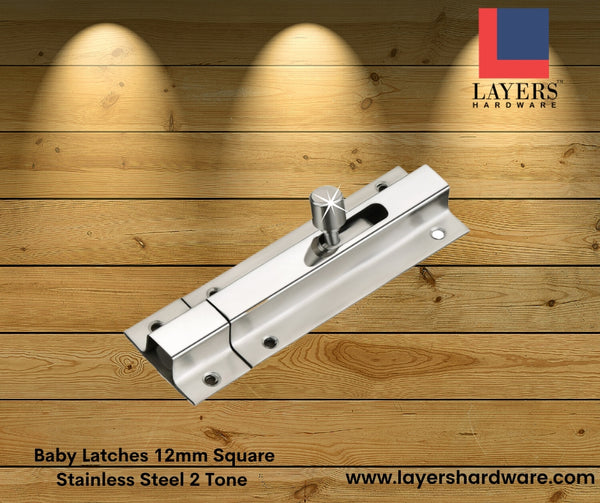 Layers Hardware™ Baby Latches 12mm Square Stainless Steel 2 Tone
