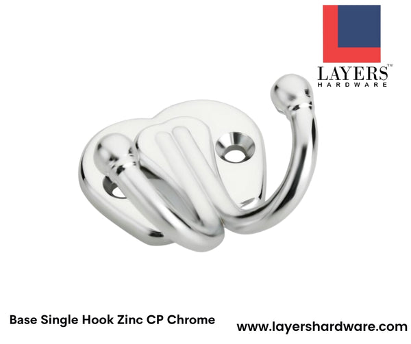 Layers Hardware™ Base Single Hook Zinc CP Chrome