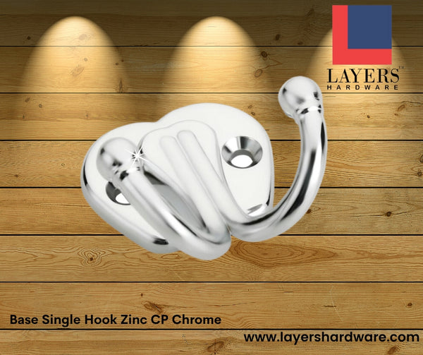 Layers Hardware™ Base Single Hook Zinc CP Chrome