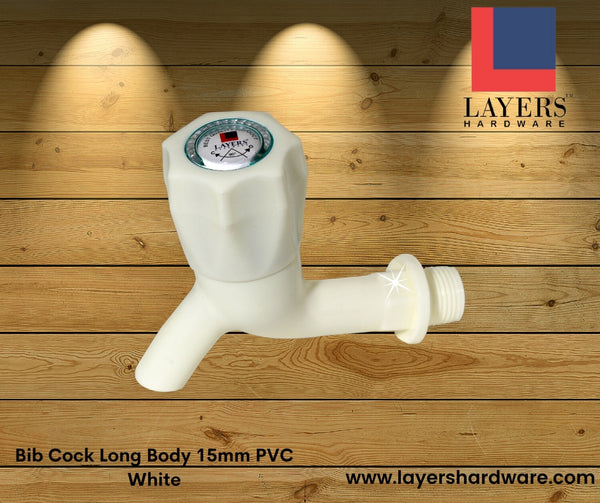 Layers Hardware™ Bib Cock Short Body 15mm PVC White
