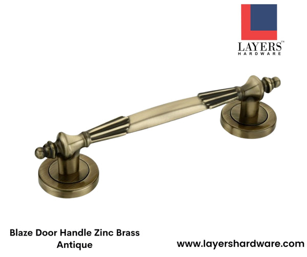 Layers Hardware™ Fancy Door Handle Blaze Zinc Brass Antique 160mm