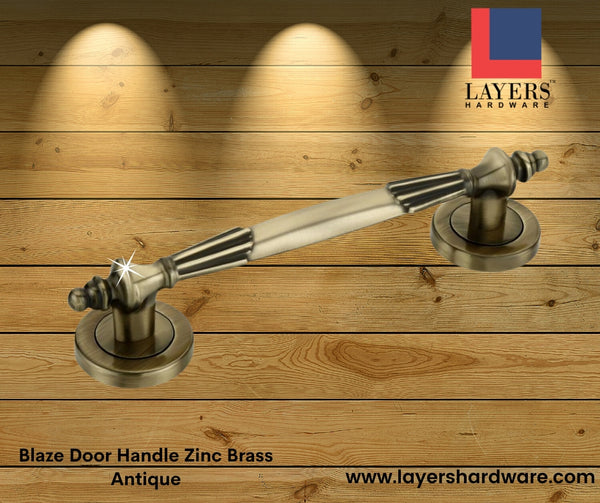 Layers Hardware™ Fancy Door Handle Blaze Zinc Brass Antique 160mm