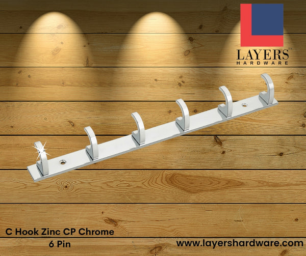 Layers Hardware™ C Hook Zinc CP Chrome 6 Pin