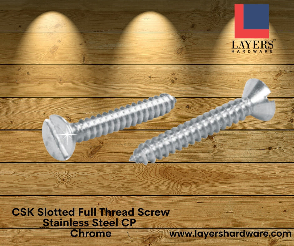 Layers Hardware™ CSK Slotted Full Thread Screw Stainless Steel CP Chrome