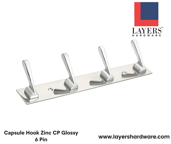 Layers Hardware™ Capsule Hook Zinc CP Glossy 6 Pin