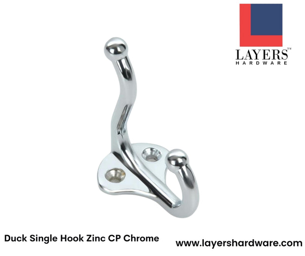 Layers Hardware™ Duck Single Hook Zinc CP Chrome