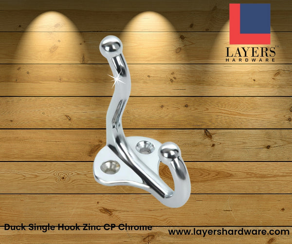 Layers Hardware™ Duck Single Hook Zinc CP Chrome