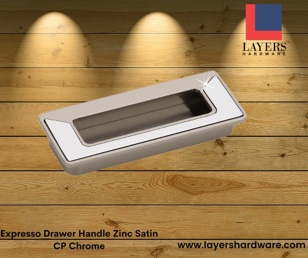 Layers Hardware™ Expresso Drawer Handle Zinc Satin CP Chrome