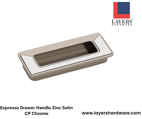 Layers Hardware™ Expresso Drawer Handle Zinc Satin CP Chrome