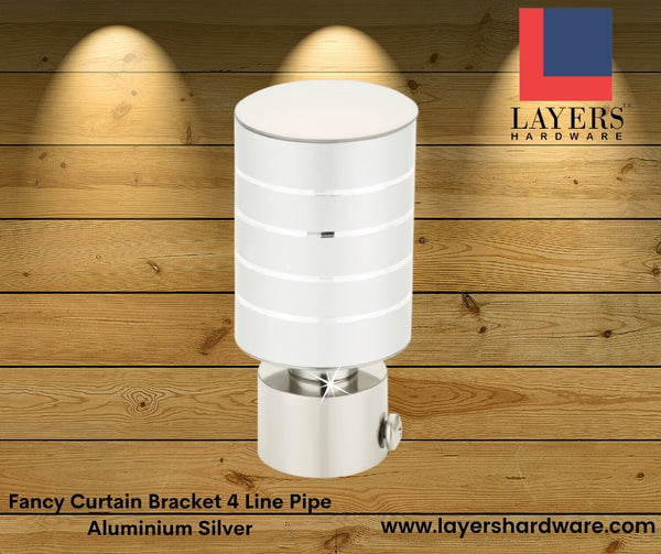 Layers Hardware™ Fancy Curtain Bracket 4 Line Pipe Aluminium Silver