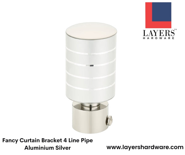 Layers Hardware™ Fancy Curtain Bracket 4 Line Pipe Aluminium Silver