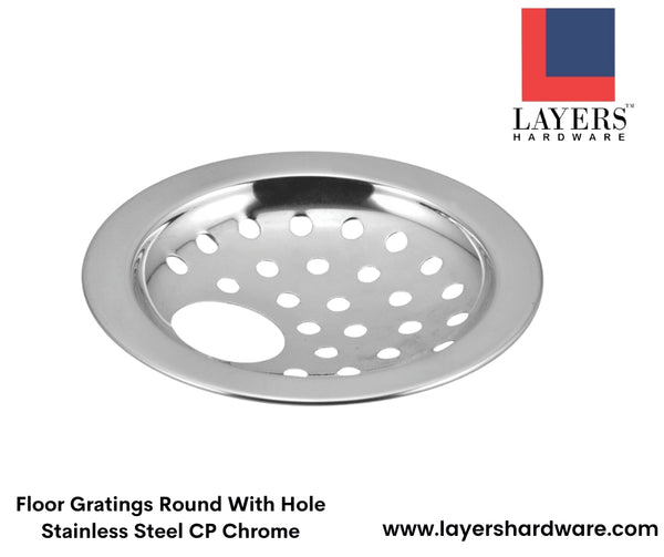 Layers Hardware™ Floor Gratings Round With Hole Stainless Steel CP Chrome
