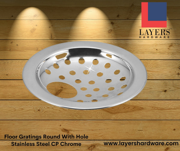 Layers Hardware™ Floor Gratings Round With Hole Stainless Steel CP Chrome