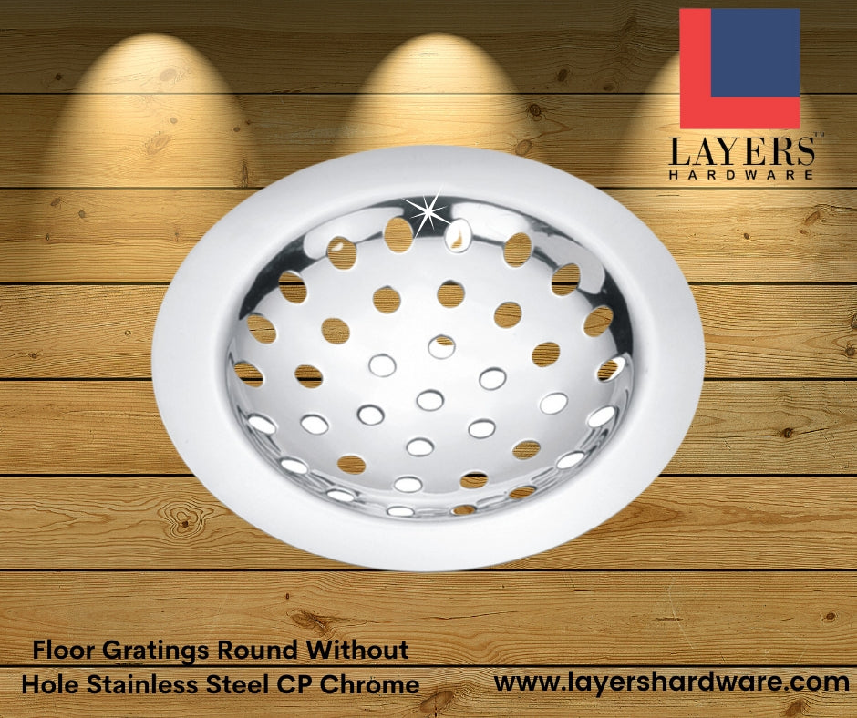 Layers Hardware™ Floor Gratings Round Without Hole Stainless Steel CP Chrome