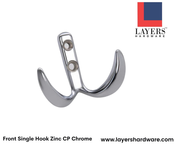 Layers Hardware™ Front Single Hook Zinc CP Chrome