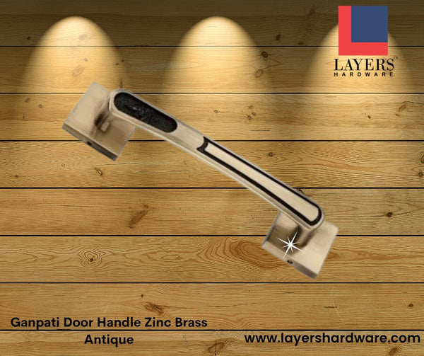Layers Hardware™ Ganpati Door Handle Zinc Brass Antique 160mm