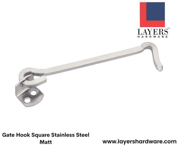 Layers Hardware™ Gate Hook Stainless Steel Square Matt