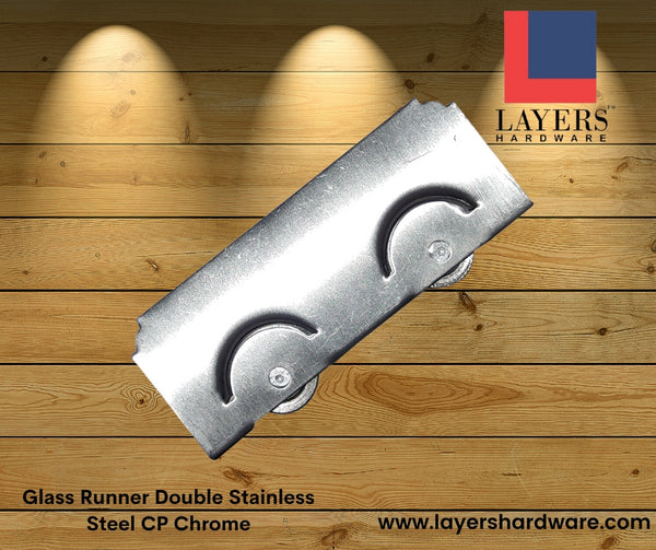 Layers Hardware™ Glass Runner Double Stainless Steel CP Chrome