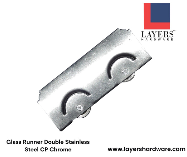 Layers Hardware™ Glass Runner Double Stainless Steel CP Chrome
