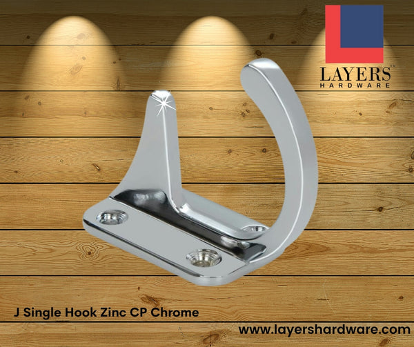 Layers Hardware™ J Single Hook Zinc CP Chrome