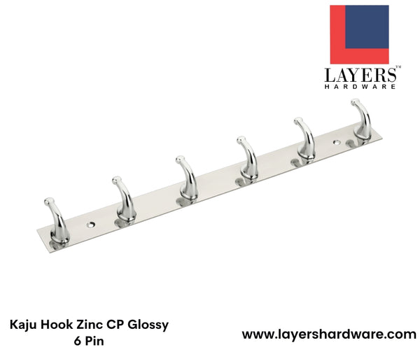 Layers Hardware™ Kaju Hook Zinc CP Glossy 6 Pin