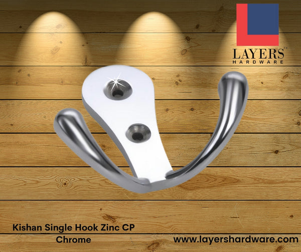 Layers Hardware™ Kishan Single Hook Zinc CP Chrome